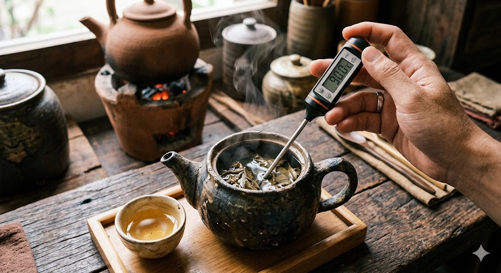 Nhiệt độ pha trà shan tuyết lý tưởng nhất là 85 đến 90 độ