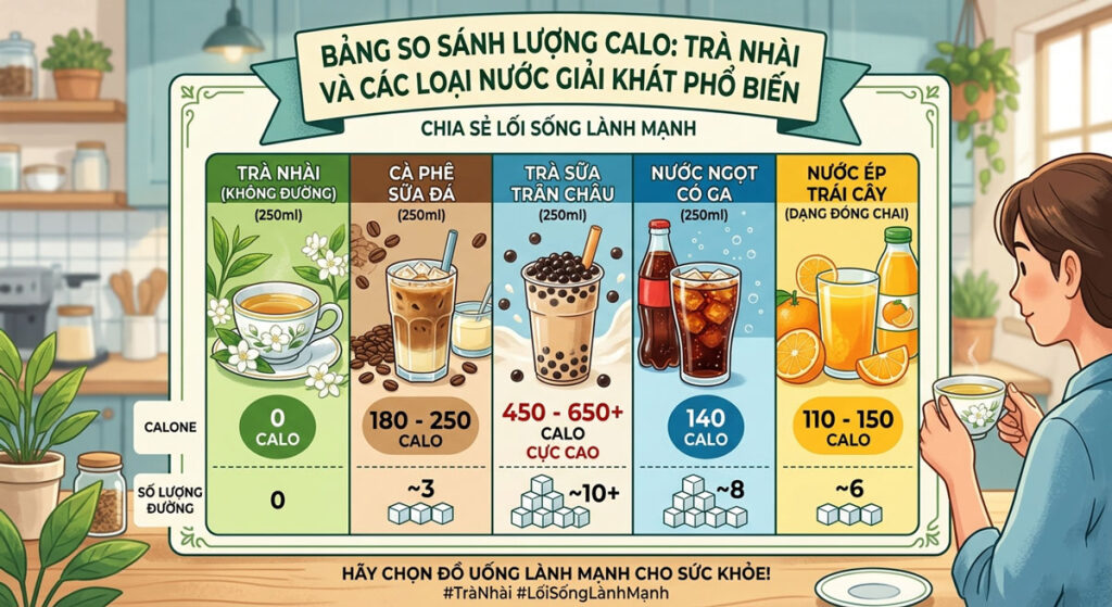 Trà nhài bao nhiêu calo so với trà sữa